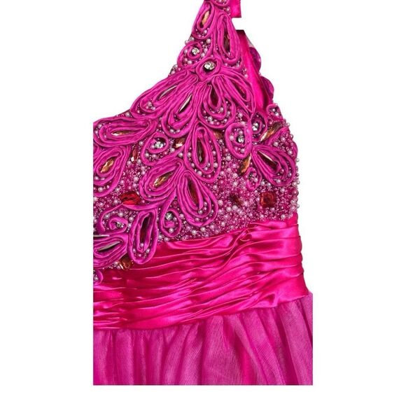 NWT Blush Prom by Alexia 9279 Hot Pink One-Shoulder Beaded Dress Sz 6 - Picture 5 of 16